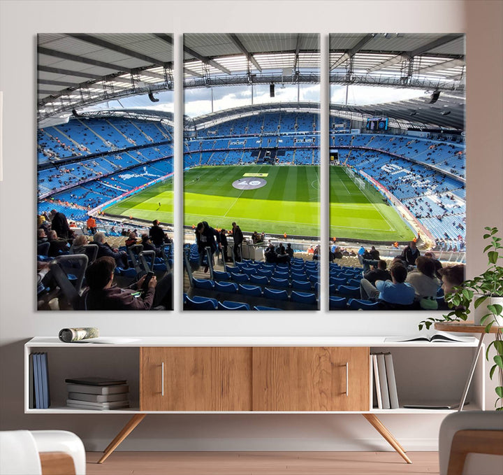 Etihad Football Stadium Wall Art Canvas Print, Etihad Soccer Stadium Print