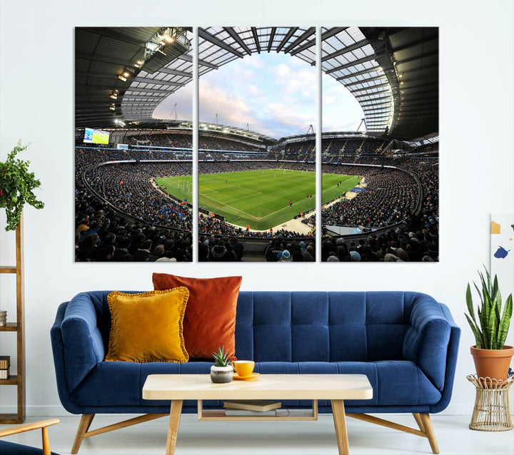 Etihad Football Stadium Wall Art Canvas Print, Etihad Soccer Stadium Print