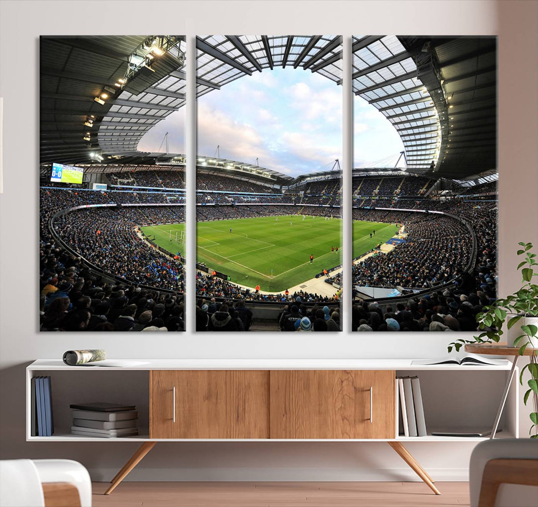 Etihad Football Stadium Wall Art Canvas Print, Etihad Soccer Stadium Print