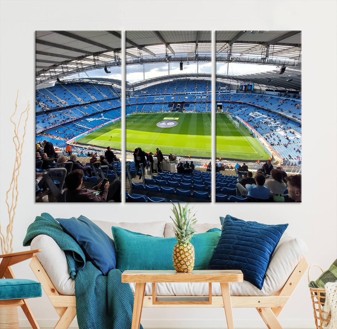 Etihad Football Stadium Wall Art Canvas Print, Etihad Soccer Stadium Print