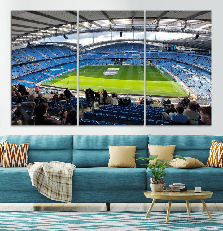 Etihad Football Stadium Wall Art Canvas Print, Etihad Soccer Stadium Print