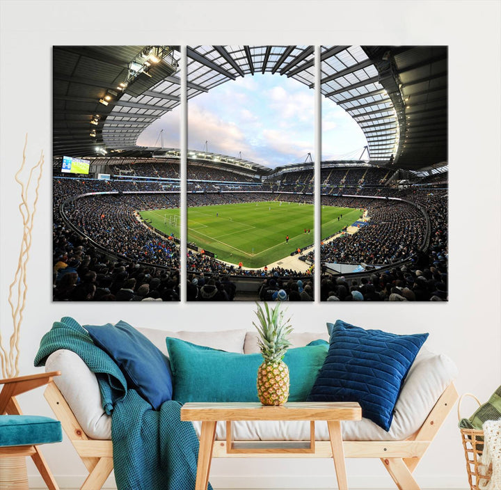 Etihad Football Stadium Wall Art Canvas Print, Etihad Soccer Stadium Print