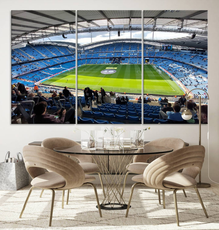 Etihad Football Stadium Wall Art Canvas Print, Etihad Soccer Stadium Print