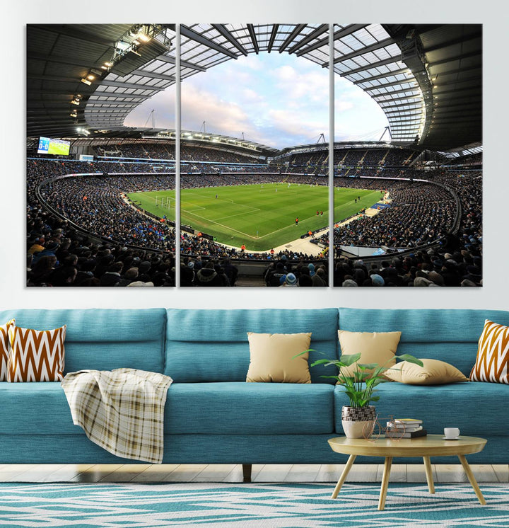 Etihad Football Stadium Wall Art Canvas Print, Etihad Soccer Stadium Print