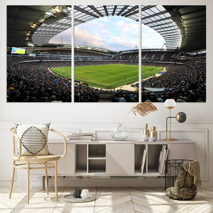 Etihad Football Stadium Wall Art Canvas Print, Etihad Soccer Stadium Print