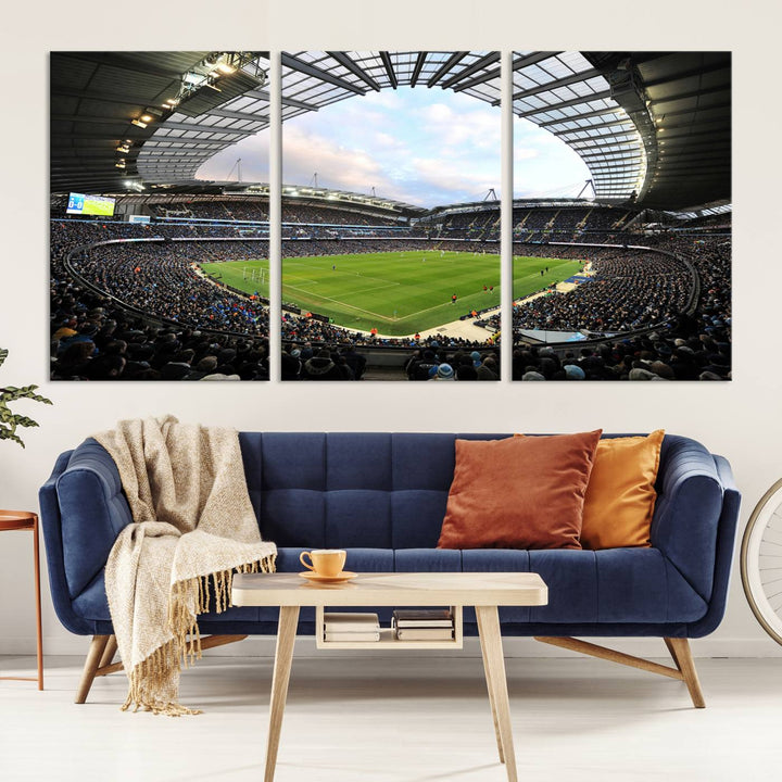 Etihad Football Stadium Wall Art Canvas Print, Etihad Soccer Stadium Print