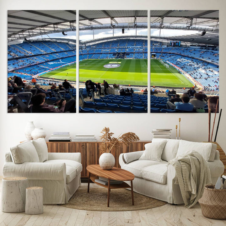 Etihad Football Stadium Wall Art Canvas Print, Etihad Soccer Stadium Print