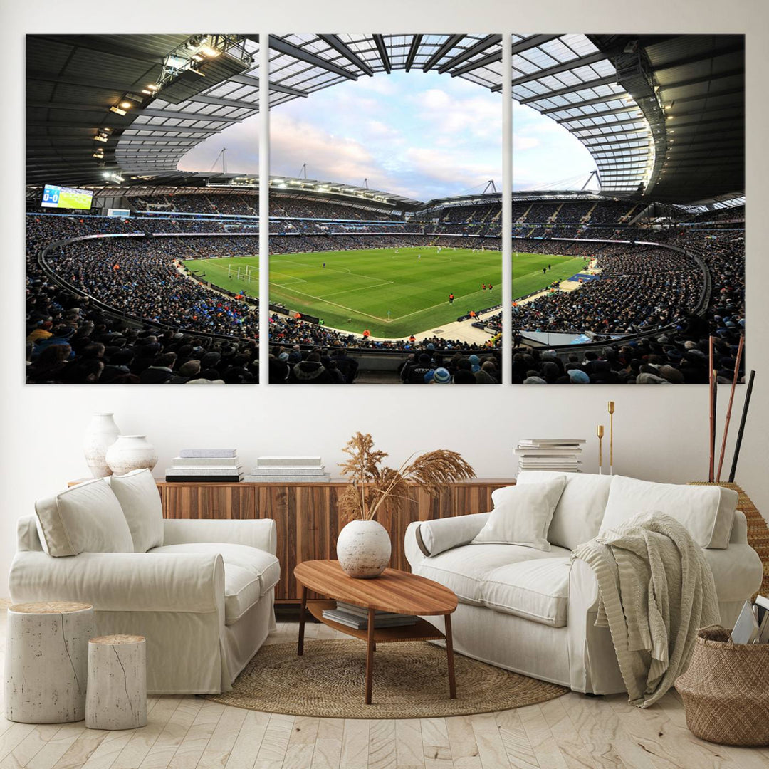 Etihad Football Stadium Wall Art Canvas Print, Etihad Soccer Stadium Print