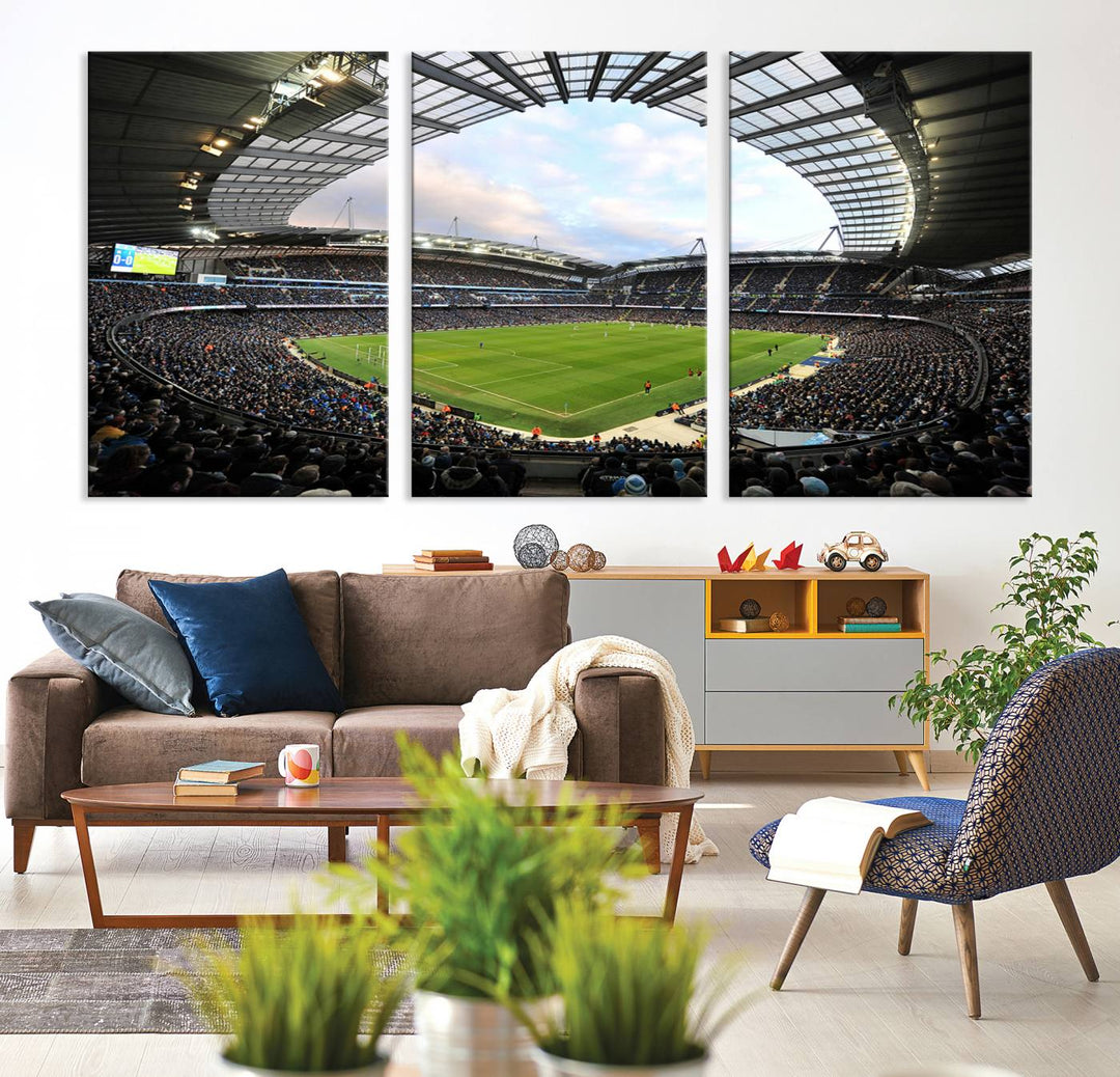 Etihad Football Stadium Wall Art Canvas Print, Etihad Soccer Stadium Print