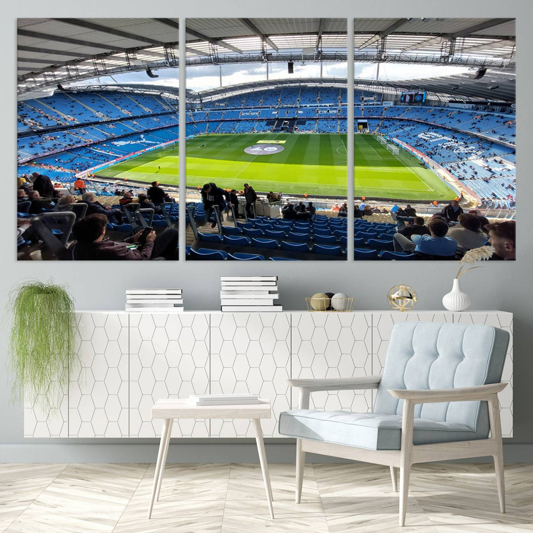 Etihad Football Stadium Wall Art Canvas Print, Etihad Soccer Stadium Print