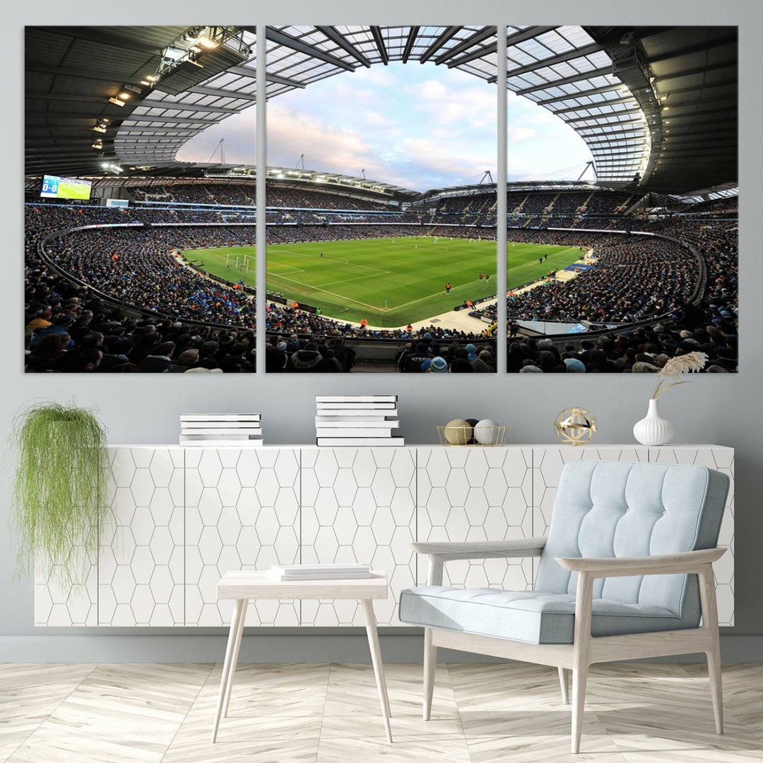 Etihad Football Stadium Wall Art Canvas Print, Etihad Soccer Stadium Print