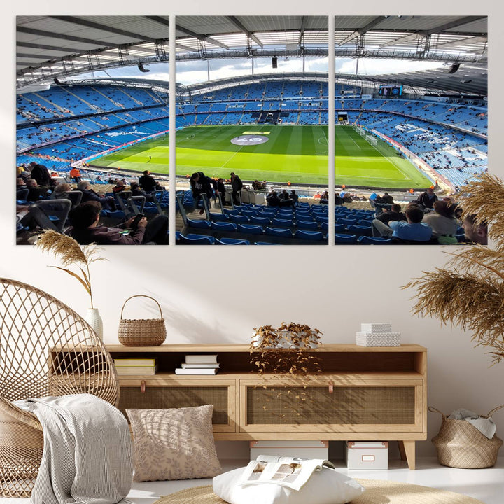 Etihad Football Stadium Wall Art Canvas Print, Etihad Soccer Stadium Print