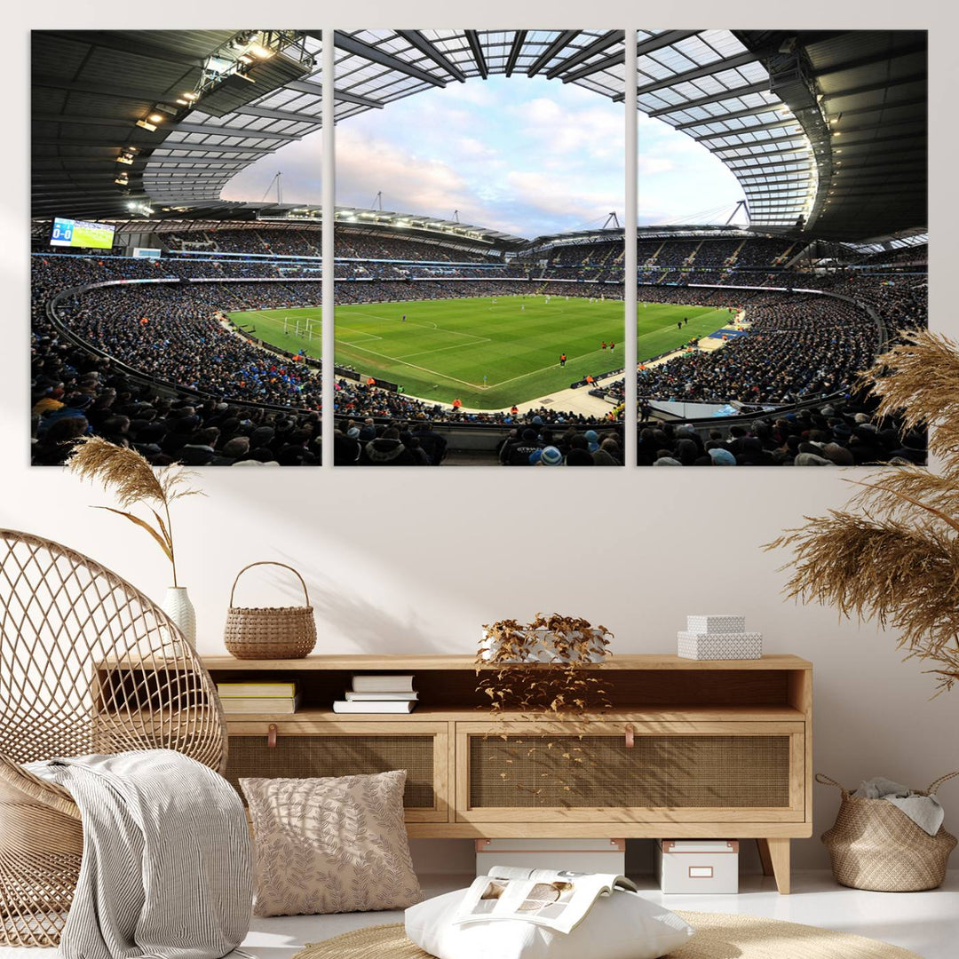 Etihad Football Stadium Wall Art Canvas Print, Etihad Soccer Stadium Print