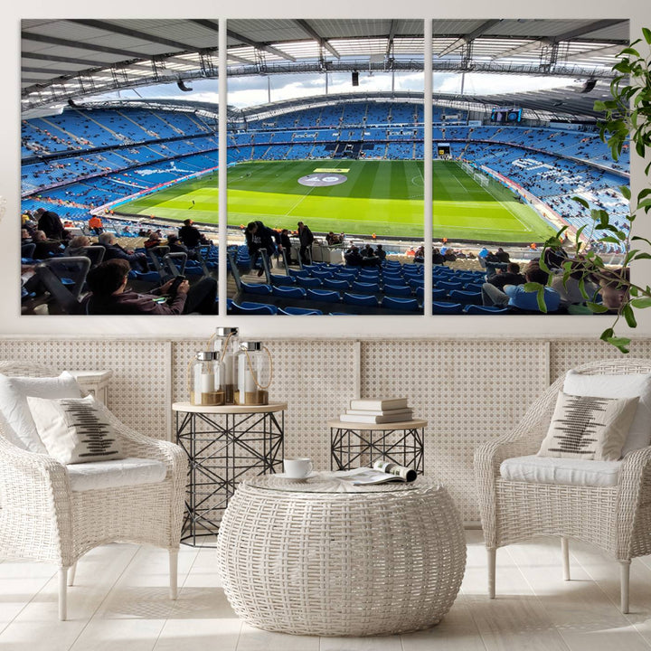 Etihad Football Stadium Wall Art Canvas Print, Etihad Soccer Stadium Print