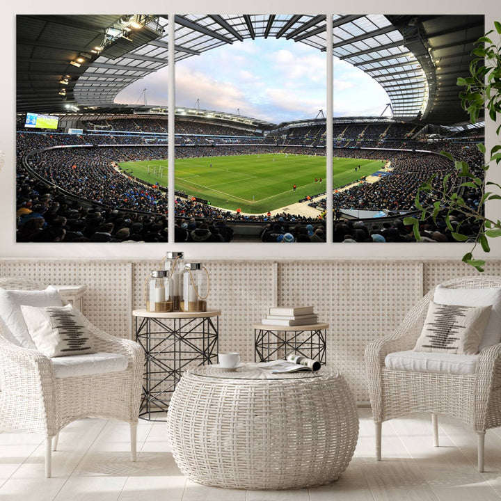 Etihad Football Stadium Wall Art Canvas Print, Etihad Soccer Stadium Print