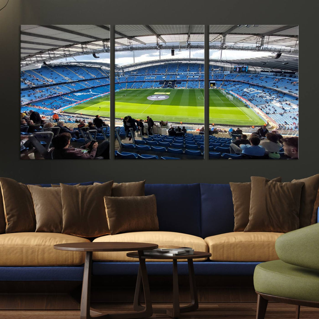 Etihad Football Stadium Wall Art Canvas Print, Etihad Soccer Stadium Print