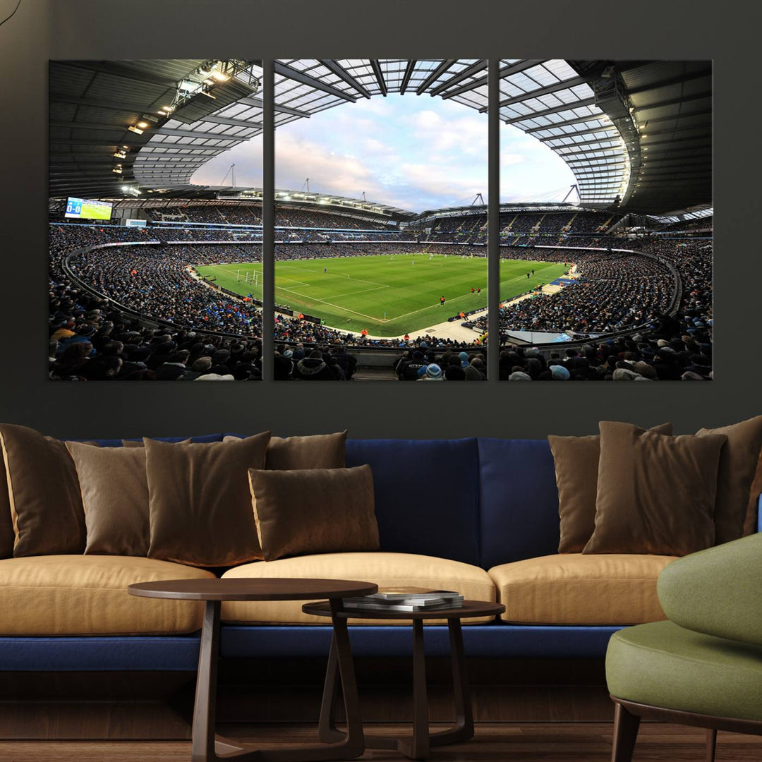 Etihad Football Stadium Wall Art Canvas Print, Etihad Soccer Stadium Print