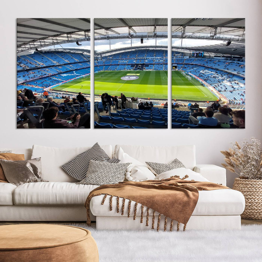 Etihad Football Stadium Wall Art Canvas Print, Etihad Soccer Stadium Print