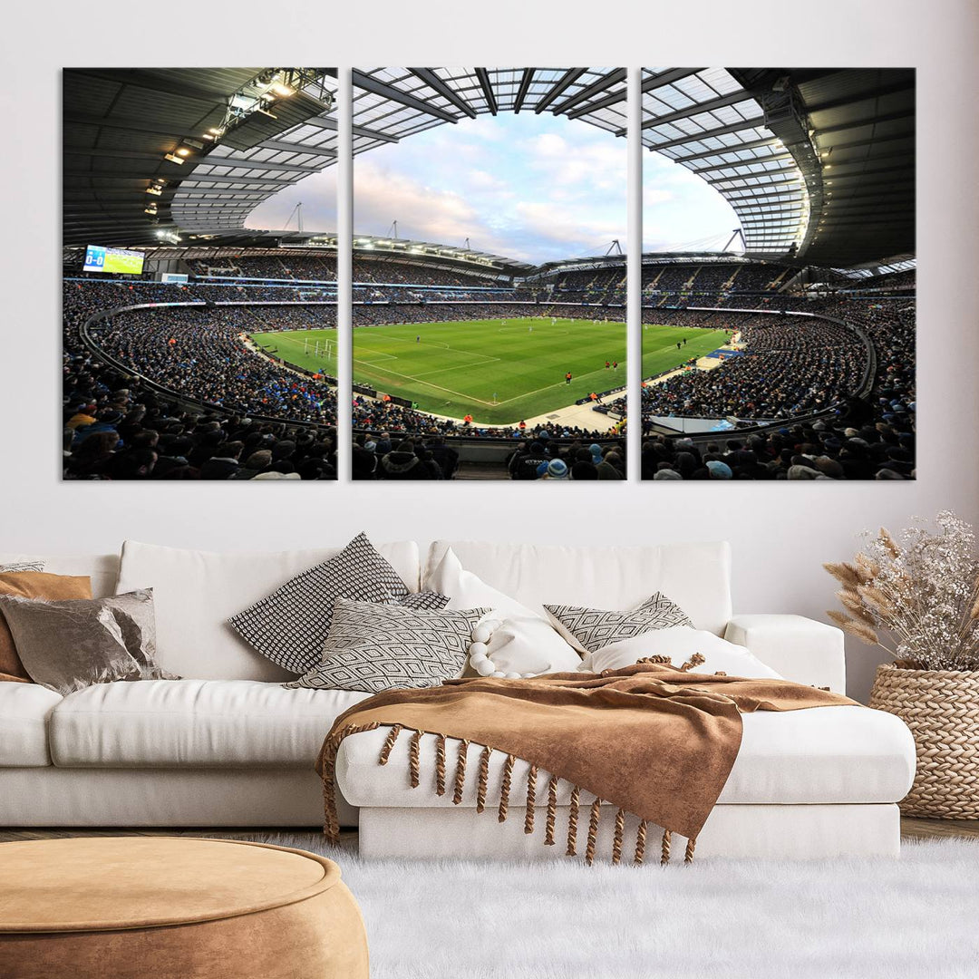 Etihad Football Stadium Wall Art Canvas Print, Etihad Soccer Stadium Print