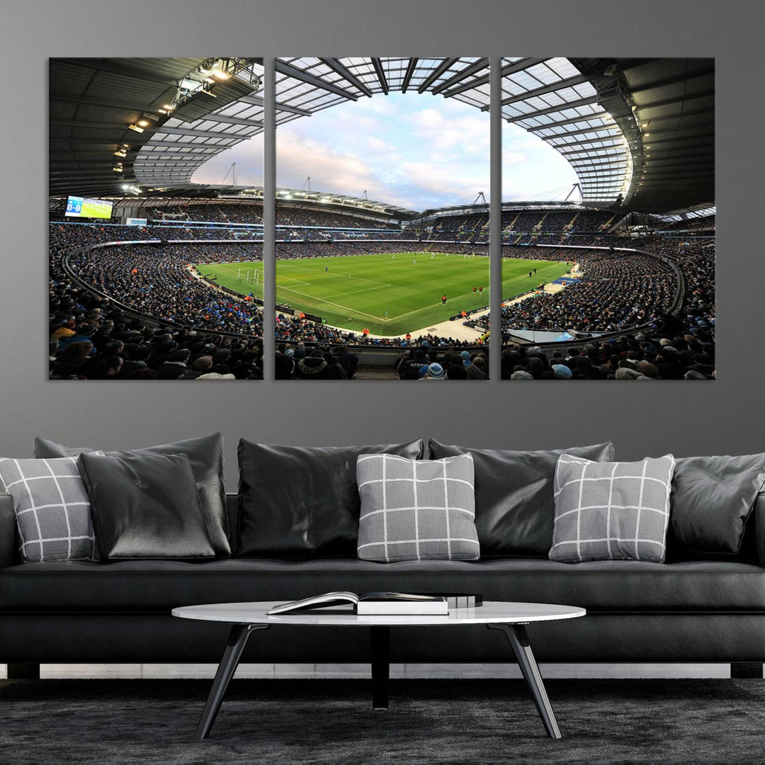 Etihad Football Stadium Wall Art Canvas Print, Etihad Soccer Stadium Print