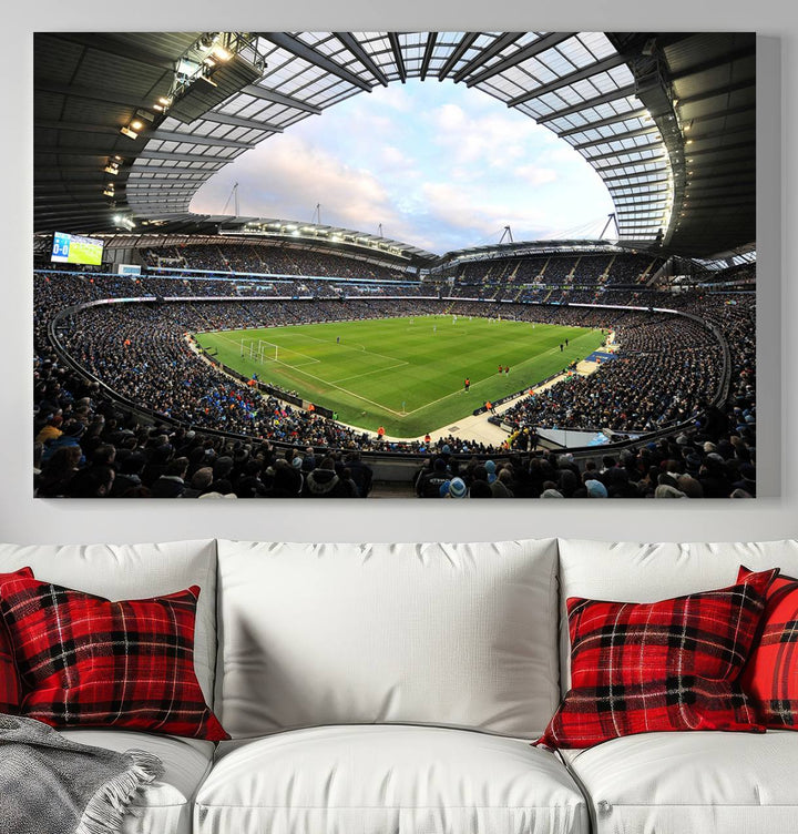 Etihad Football Stadium Wall Art Canvas Print, Etihad Soccer Stadium Print