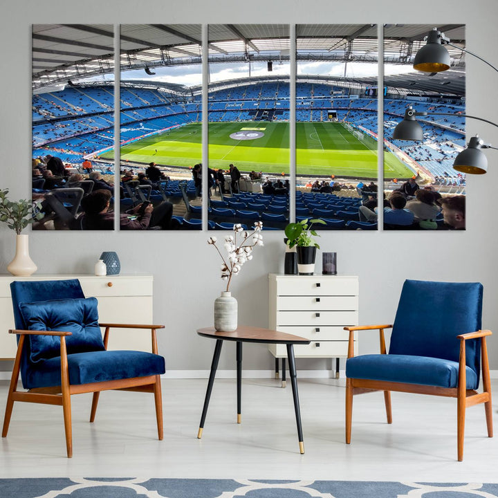 Etihad Football Stadium Wall Art Canvas Print, Etihad Soccer Stadium Print