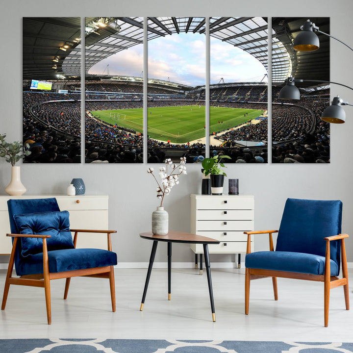 Etihad Football Stadium Wall Art Canvas Print, Etihad Soccer Stadium Print