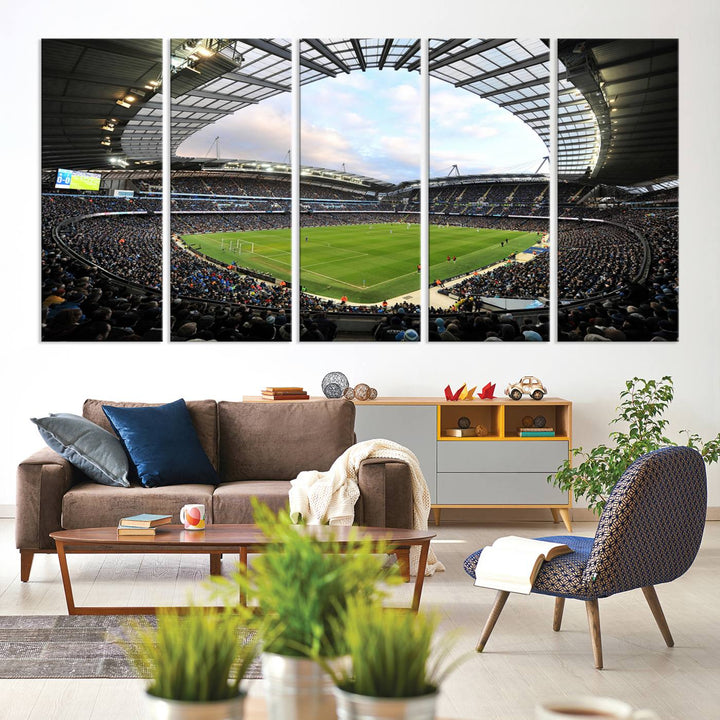 Etihad Football Stadium Wall Art Canvas Print, Etihad Soccer Stadium Print