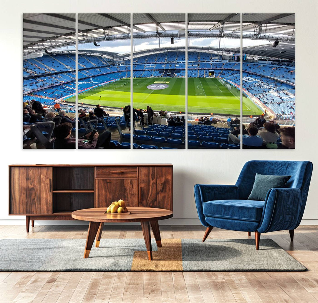 Etihad Football Stadium Wall Art Canvas Print, Etihad Soccer Stadium Print