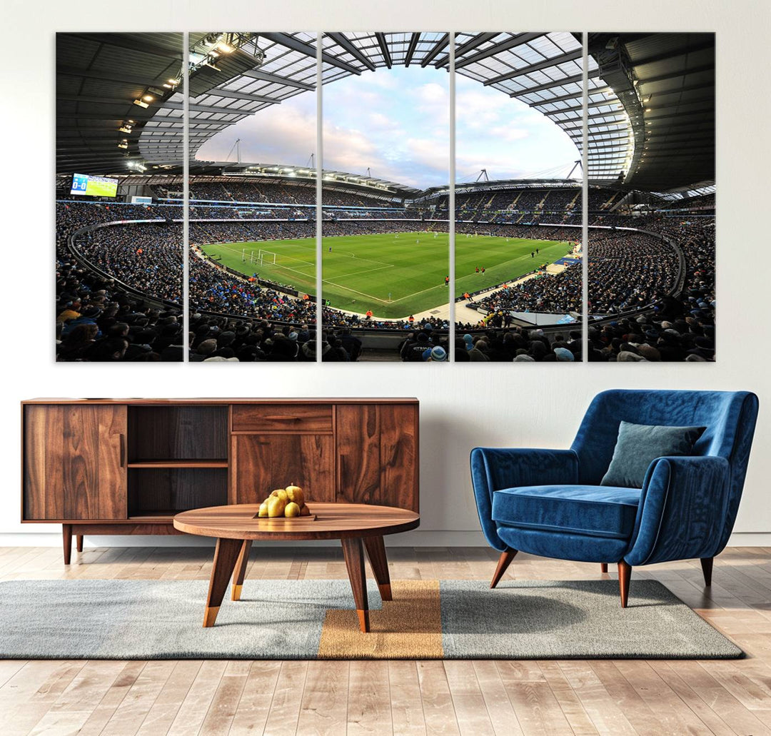 Etihad Football Stadium Wall Art Canvas Print, Etihad Soccer Stadium Print