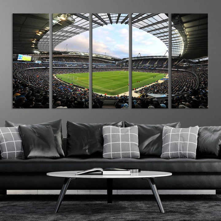 Etihad Football Stadium Wall Art Canvas Print, Etihad Soccer Stadium Print