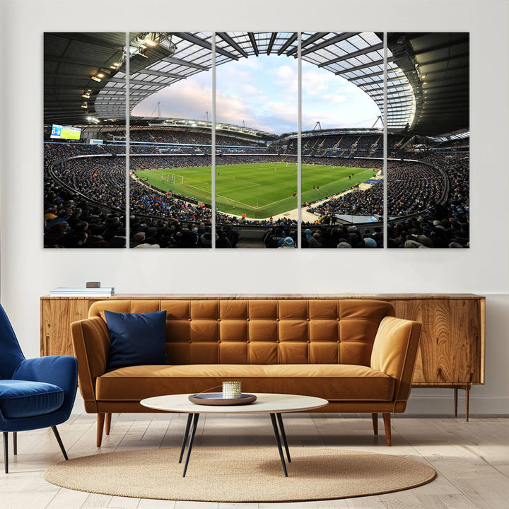 Etihad Football Stadium Wall Art Canvas Print, Etihad Soccer Stadium Print