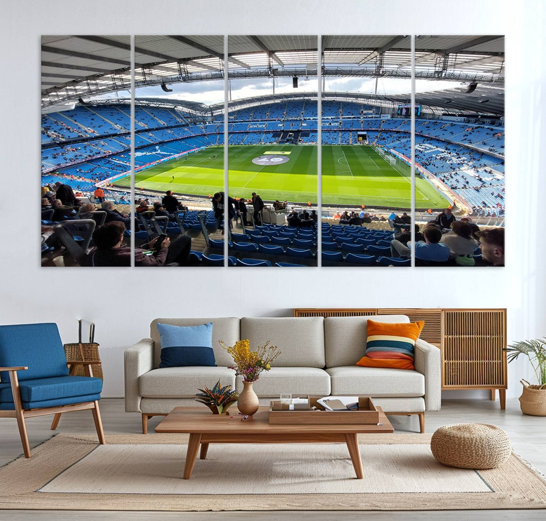 Etihad Football Stadium Wall Art Canvas Print, Etihad Soccer Stadium Print