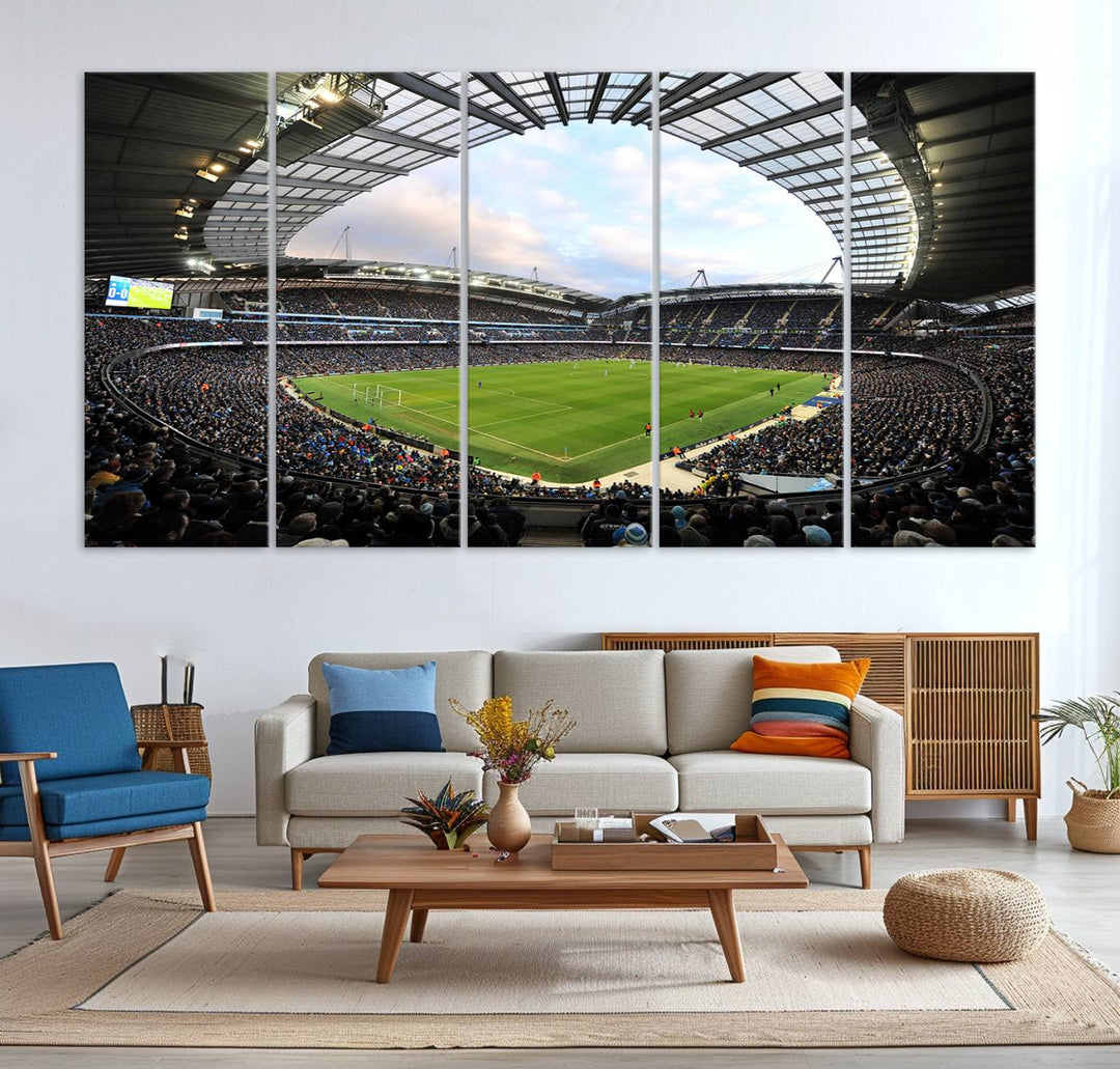 Etihad Football Stadium Wall Art Canvas Print, Etihad Soccer Stadium Print