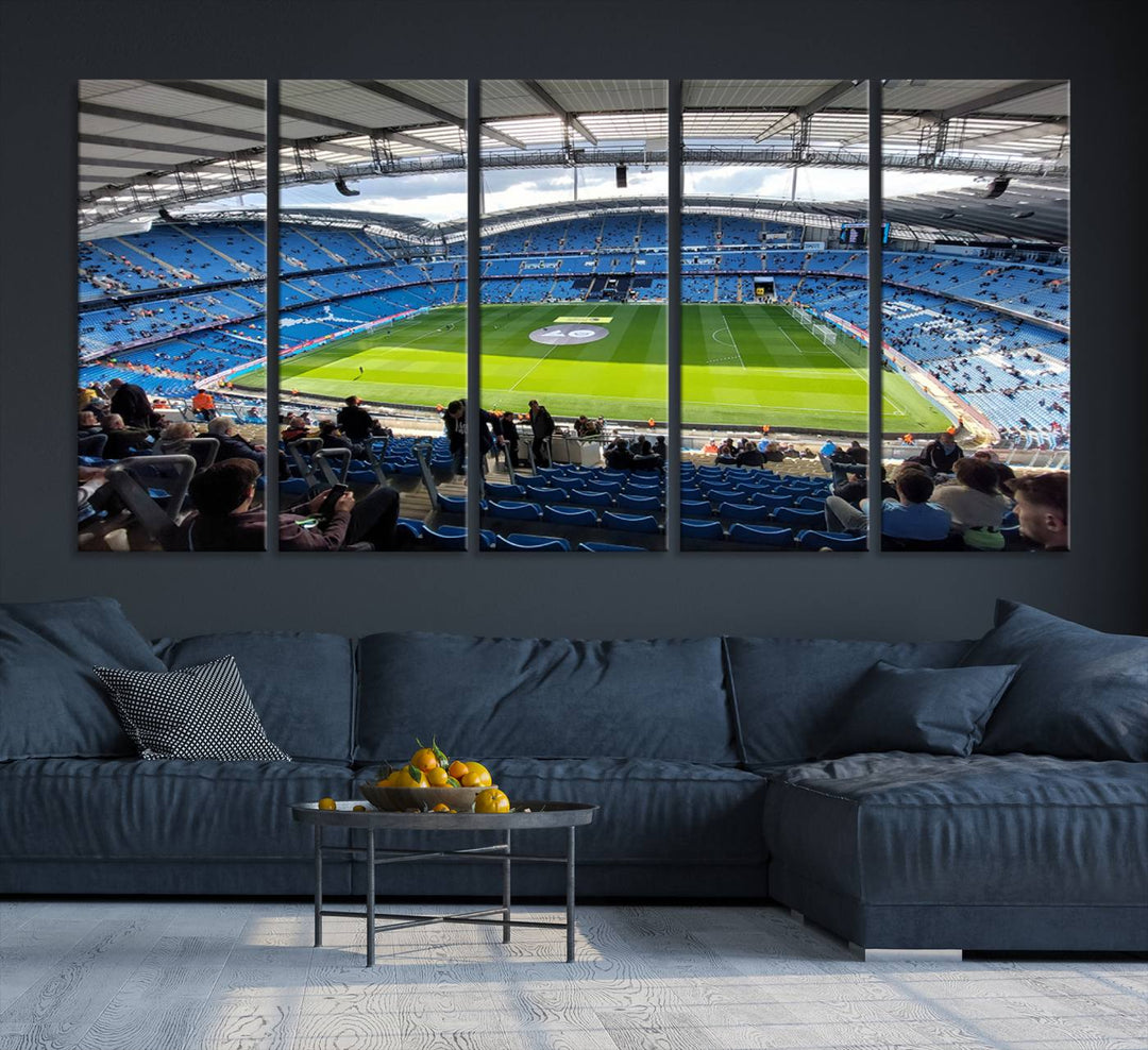 Etihad Football Stadium Wall Art Canvas Print, Etihad Soccer Stadium Print