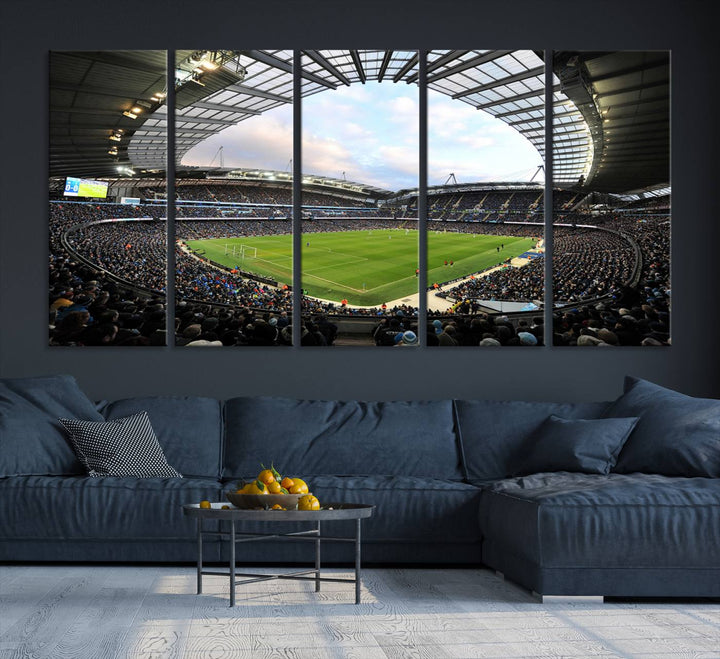 Etihad Football Stadium Wall Art Canvas Print, Etihad Soccer Stadium Print