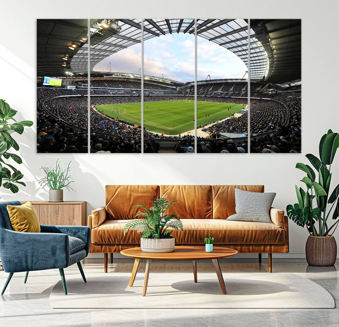 Etihad Football Stadium Wall Art Canvas Print, Etihad Soccer Stadium Print