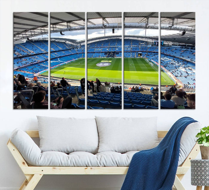 Etihad Football Stadium Wall Art Canvas Print, Etihad Soccer Stadium Print