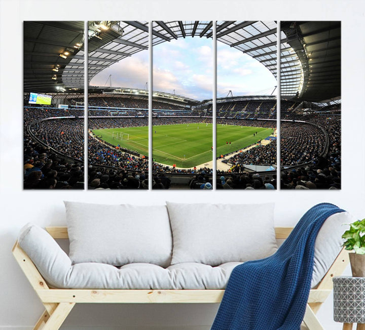 Etihad Football Stadium Wall Art Canvas Print, Etihad Soccer Stadium Print