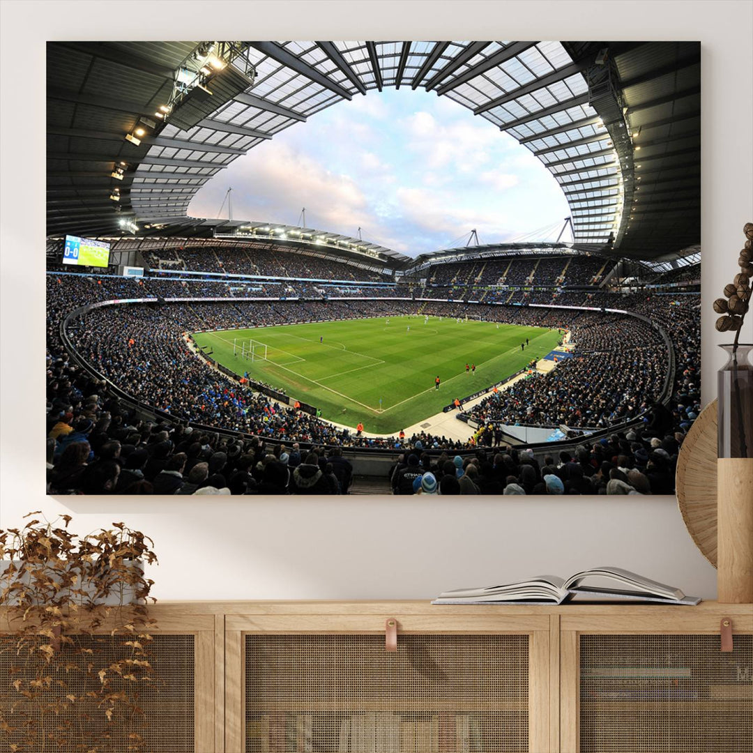 Etihad Football Stadium Wall Art Canvas Print, Etihad Soccer Stadium Print