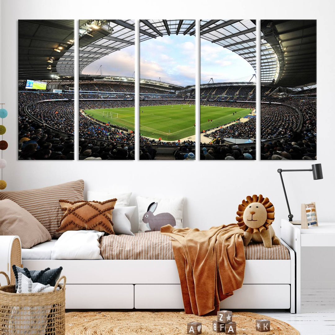 Etihad Football Stadium Wall Art Canvas Print, Etihad Soccer Stadium Print