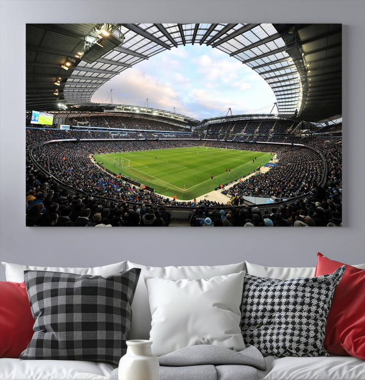 Etihad Football Stadium Wall Art Canvas Print, Etihad Soccer Stadium Print