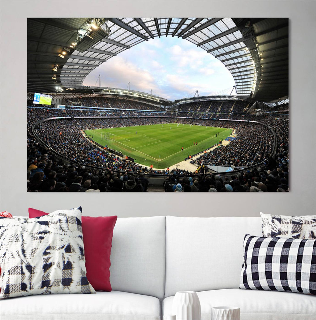 Etihad Football Stadium Wall Art Canvas Print, Etihad Soccer Stadium Print