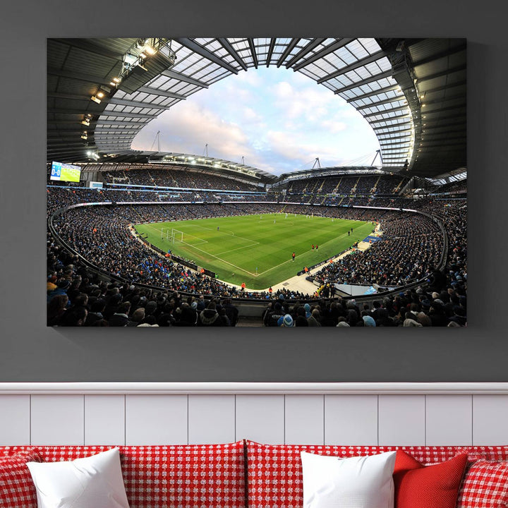 Etihad Football Stadium Wall Art Canvas Print, Etihad Soccer Stadium Print