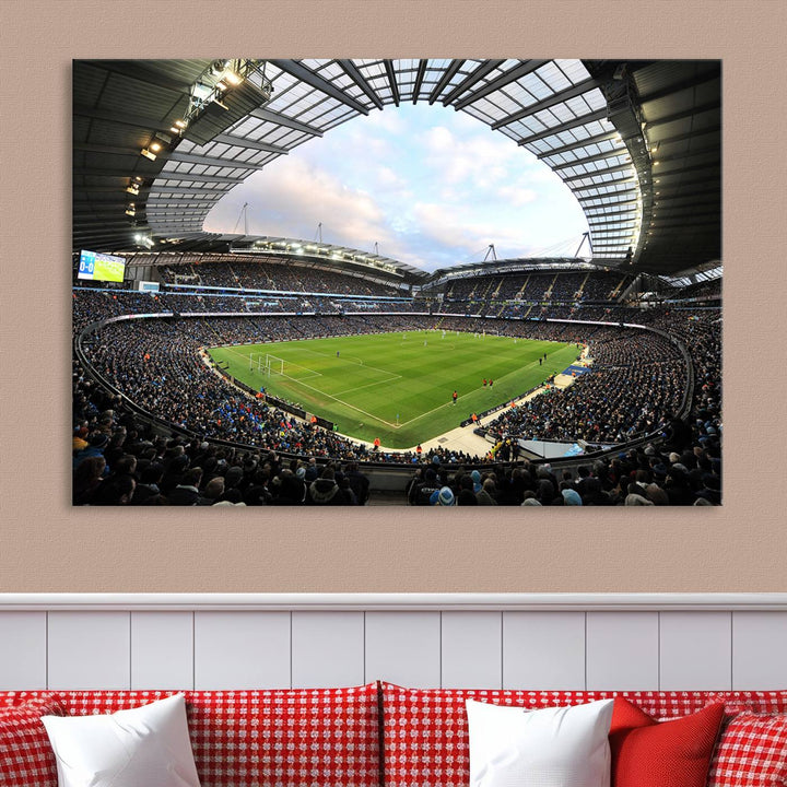 Etihad Football Stadium Wall Art Canvas Print, Etihad Soccer Stadium Print