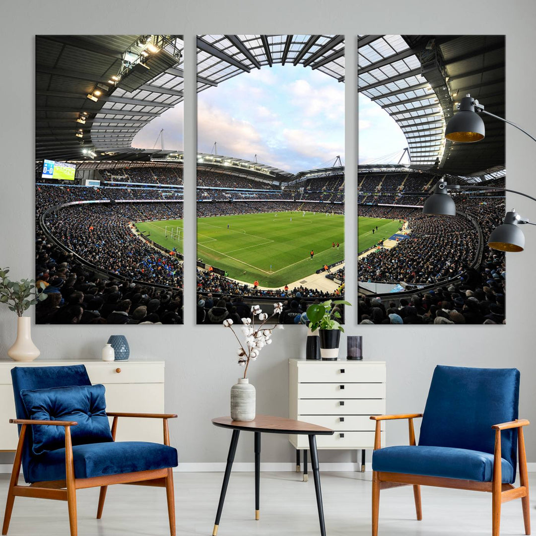 Etihad Football Stadium Wall Art Canvas Print, Etihad Soccer Stadium Print