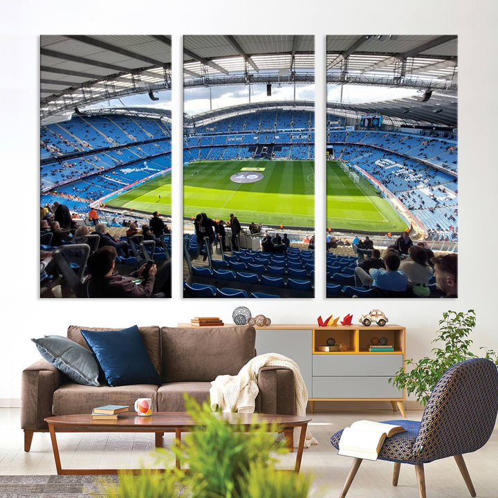 Etihad Football Stadium Wall Art Canvas Print, Etihad Soccer Stadium Print