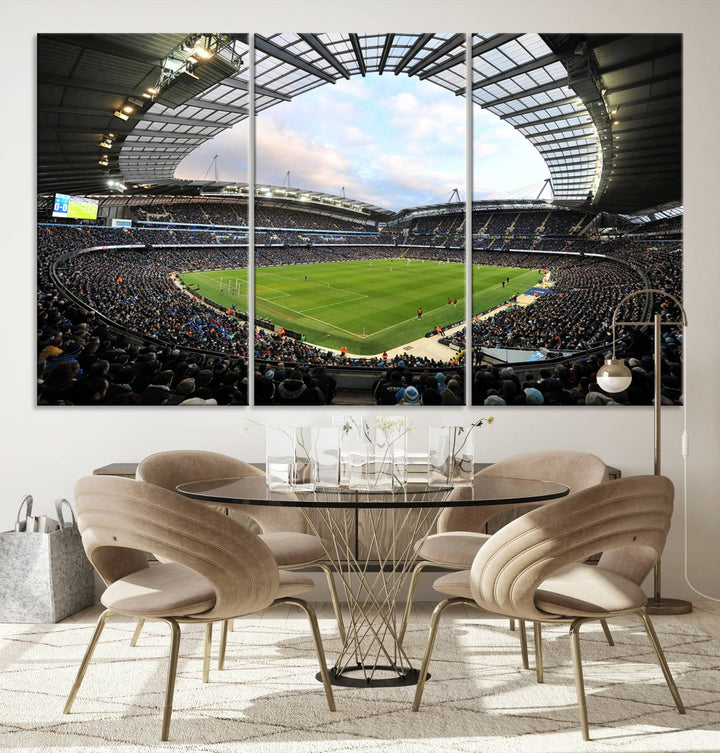 Etihad Football Stadium Wall Art Canvas Print, Etihad Soccer Stadium Print