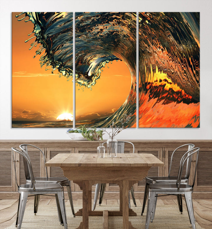 Excellent Shot of Ocean Wave Rip Curl Surf Wall Decor Canvas Print Framed