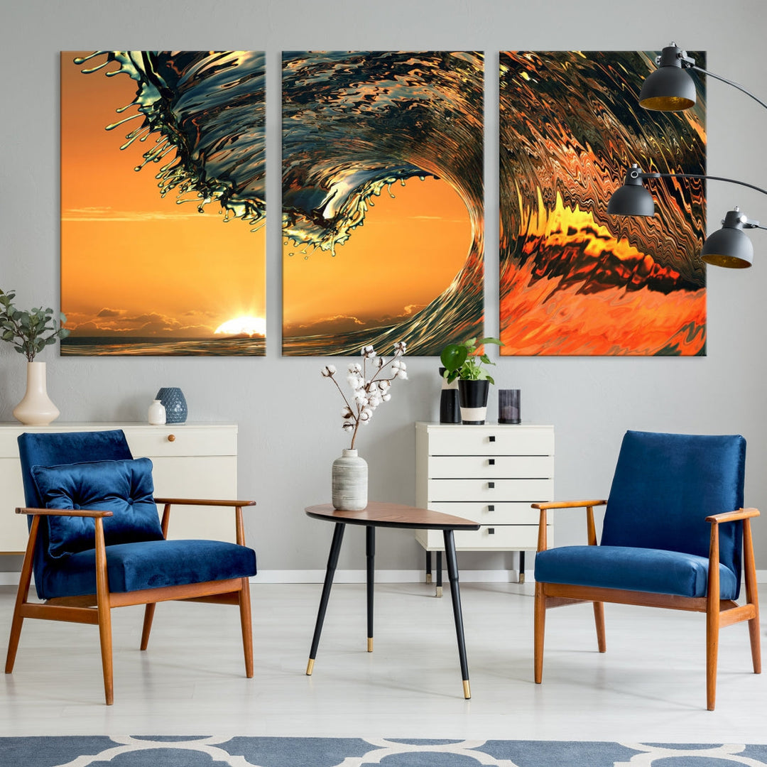 Excellent Shot of Ocean Wave Rip Curl Surf Wall Decor Canvas Print Framed